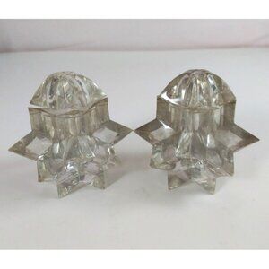 Vintage Lucite Starburst Clear Acrylic Plastic Salt & Pepper Shakers